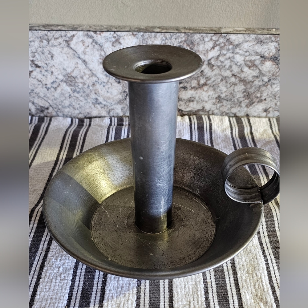 Early Antique metal candlestick holder  No rust great condition!